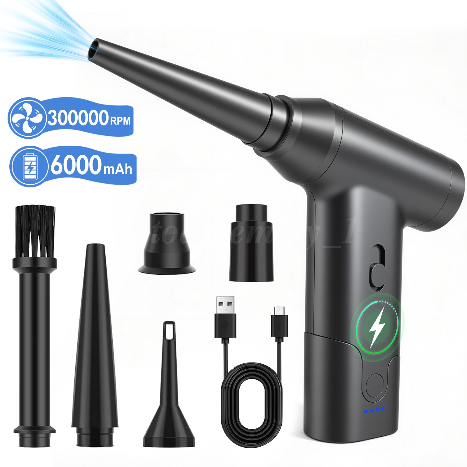 Electric Compressed Air Duster 300000RPM cordless Cleaner Bl
