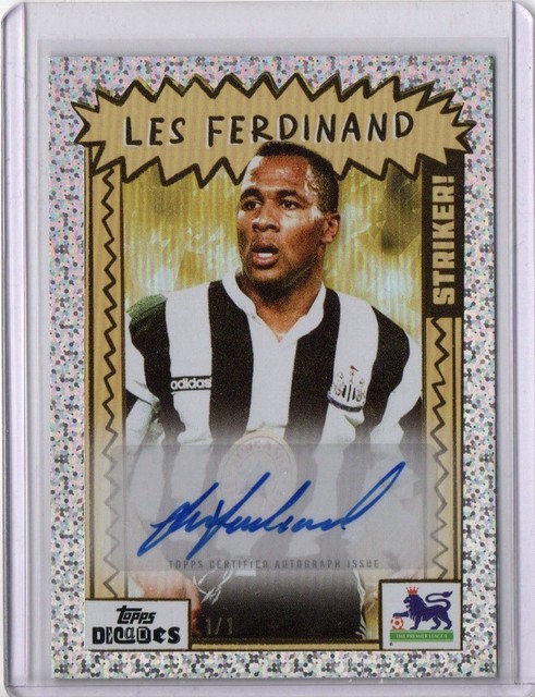 Les Ferdinand Topps Premier League Decades 1990’s Gold Auto Newcastle Utd 1/1