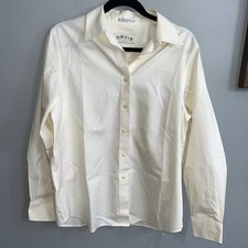 Orvis Womens Long Sleeve Cotton Off-white But...