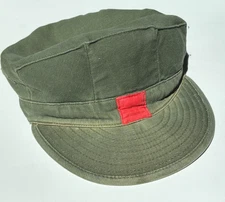 USMC US Marines Olive Green 8 Point Utility Cap 1960's Vietnam  Red Patcher RARE