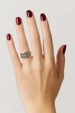 Artisan Silver Ring Handcrafted "PMC" 99.9 Heavy Wide Carved Rustic Patina 7.75