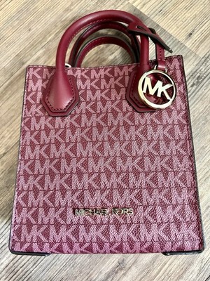 Michael Kors Mini Handle Satchel Bag Red Gold Charm Cross-Body Women