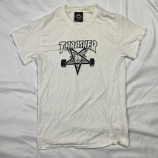 Camiseta Trasher Horns 666 Goat Devil blanca talla pequeña manga corta camiseta de skate