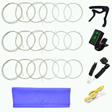 Classical Guitar Strings 3 Full Sets Clear Nylon with Tuner, 3 in 1 