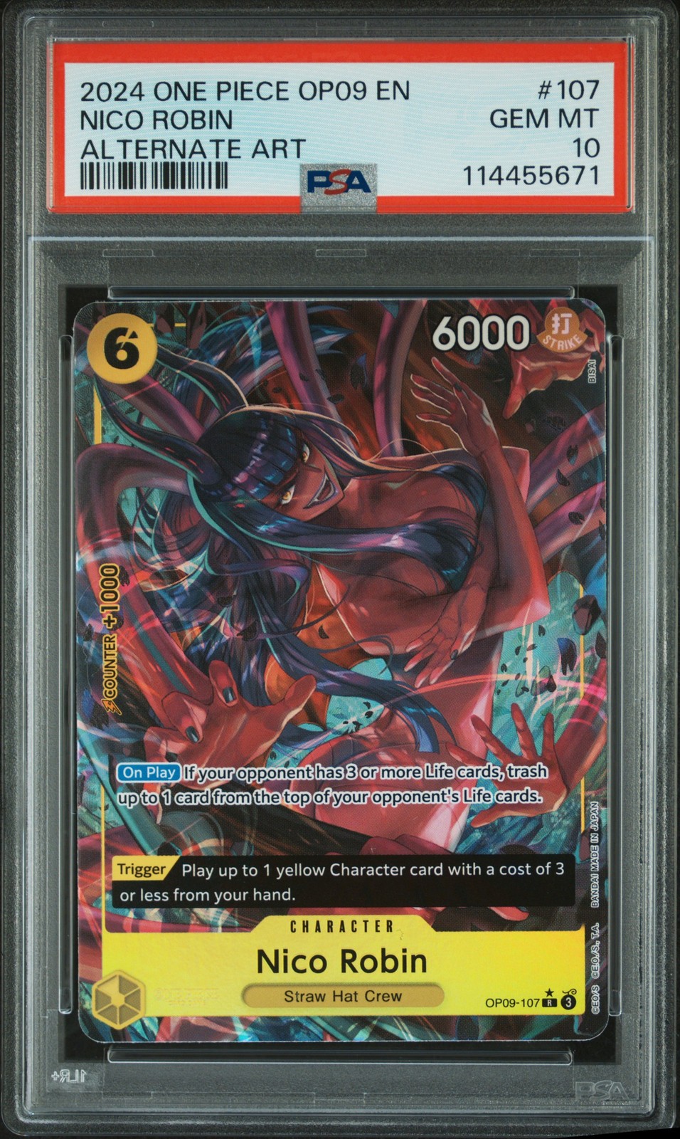2024 ONE PIECE OP09-EMPERORS IN THE NEW WORLD ALTERNATE ART NICO ROBIN PSA 10