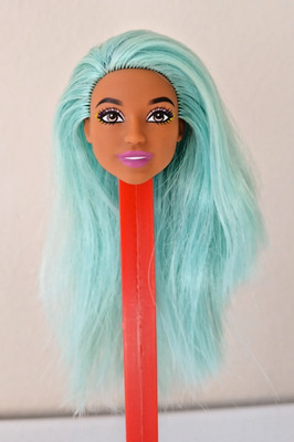 Barbie Makeup Artist Doll Head Aqua Hair African American AA OOAK Restyle Mattel