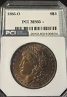 1885 O  $1 Morgan Silver Dollar Vintage PCI 65 + Great Obverse Toning