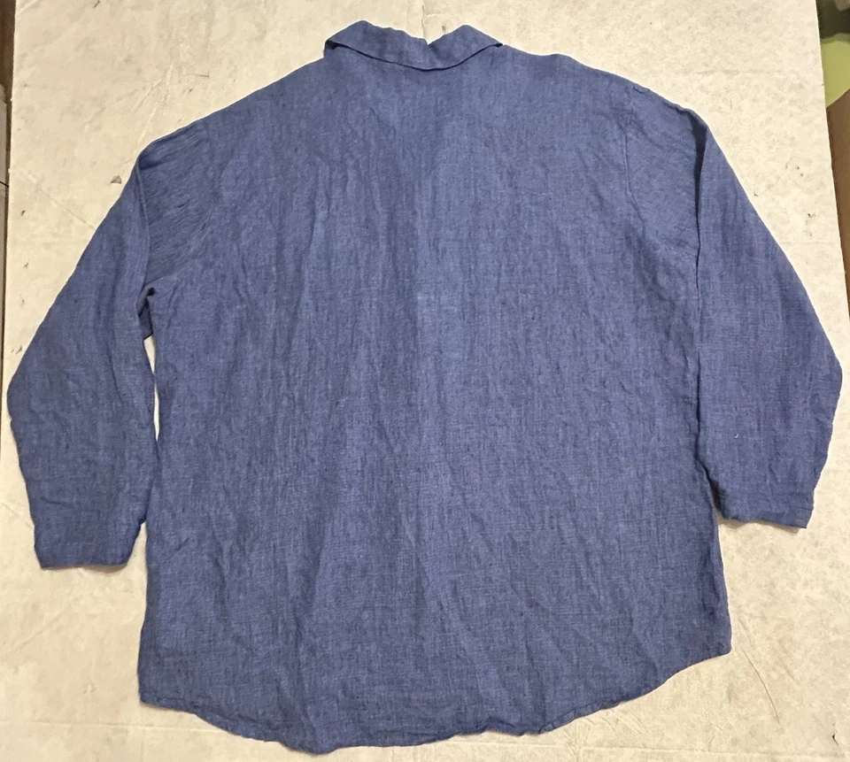 Flax Jeanne Engelhart Shirt Mens Large Long Sleeve 100% Linen Oversized Button - Image 4 of 4