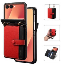 For Samsung Galaxy Z Flip7 6 5 4 3 Crossbody Case Flip Wallet with Card Holder