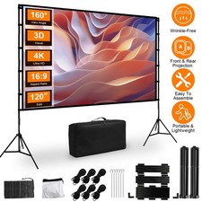 100/120" Projector Screen with Stand for Movie Office Presentation 16:9 4K HD