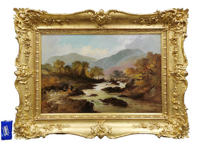 HORACE HAMMOND Ölgemälde signiert J. BARCLAY Landschaft Wales Öl auf Leinwand