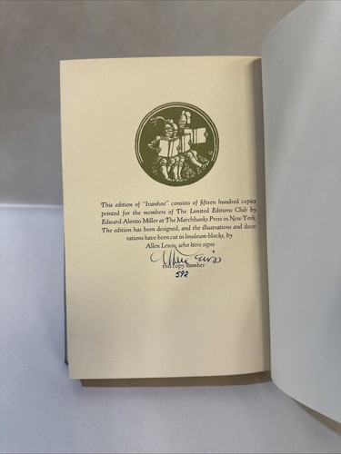 Sir Walter Scott / Ivanhoe / Limited Editions Club / Signed by Allen Lewis; 1940 - Picture 5 of 6
