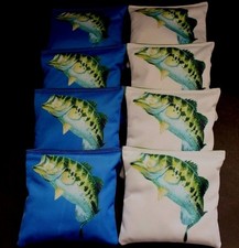 FISH LARGE BASS TROUT OUTDOOR Fishing 8 ACA Regulation Cornhole Bean Bags B152