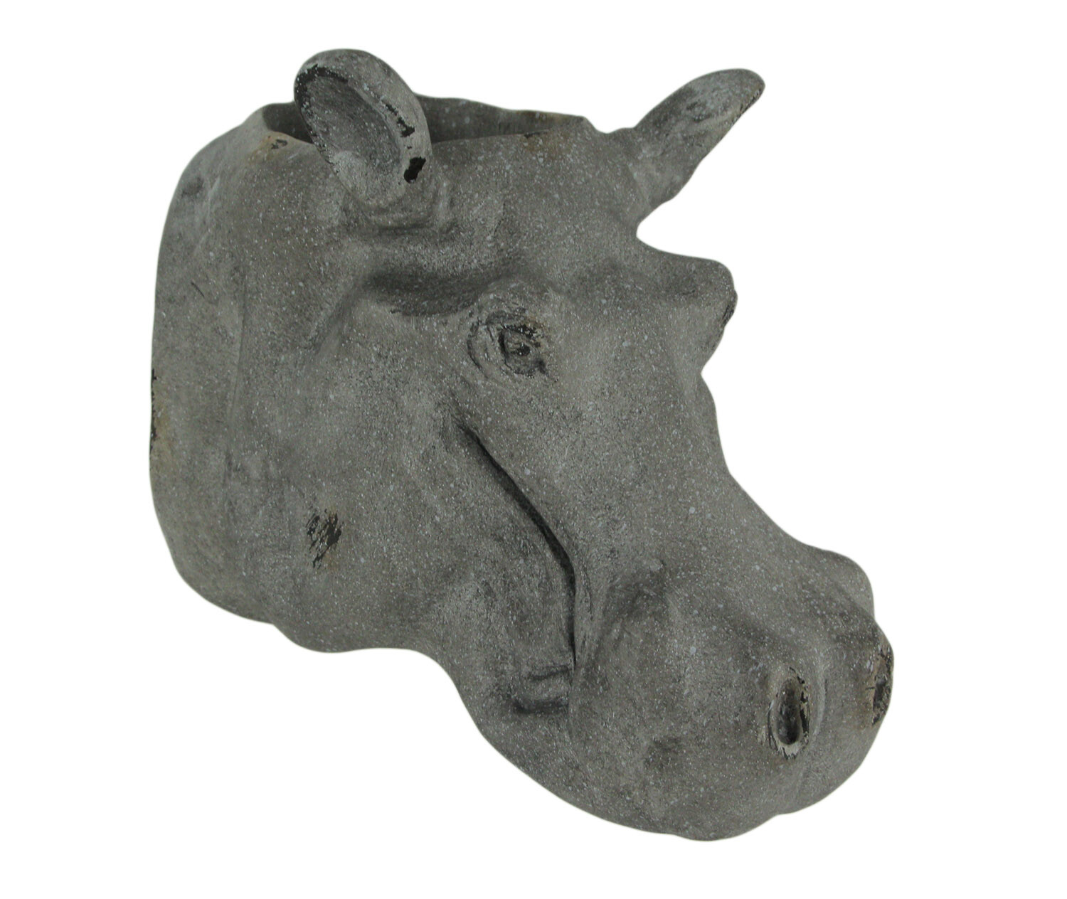 Grey Stone Finish Hippo Head Hanging Planter Statue