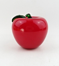 Vintage Murano Style Hand Blown Glass Fruit- LARGE RED APPLE - 5" Tall x 4.25" L