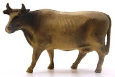 VTG CELLULOID BROWN COW TOY VISCOLOID USA 3" LONG GREAT CONDITION