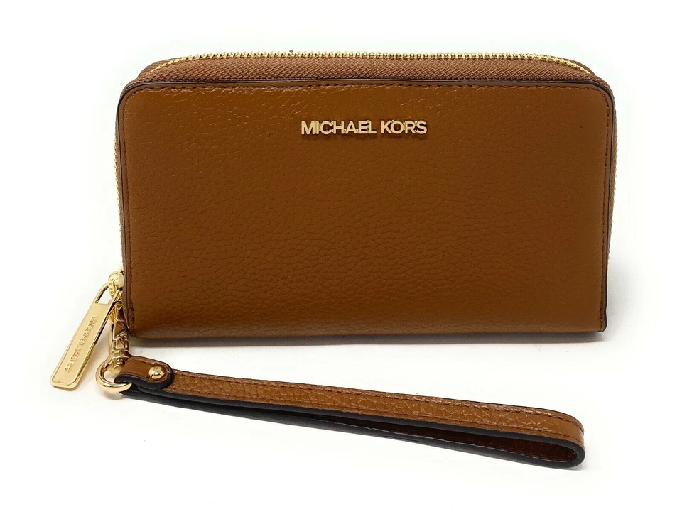 Michael Kors Jet Set Travel Large Flat Zip MF Phone Case Wristlet Wallet