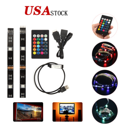 6X LED TV Backlights USB RGB 5050 Strip Light With Remote Control 5V 30Leds/M 2M