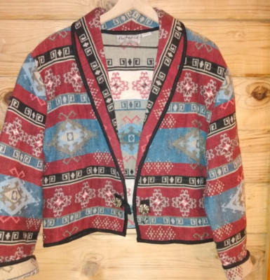 Vintage Flashback Southwest Boho Western Rodeo 100% Cotton Red Jacket Size Large
