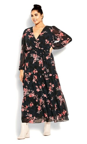 NEW City Chic Ladies Black Sweet Blossom Alicia Maxi Dress Plus Size XS 14 #S6 - Picture 3 of 7