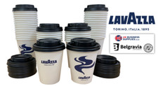 Lavazza Branded 8oz & 12oz White & Blue Disposable Cups with Lids Option