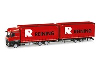 "Herpa 1:87 308007 Mercedes-Benz Actros Bigspace Volumen-HäNgerzug \"Reining\" Neu"