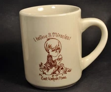 Vintage 87 "I Believe In Miracles" East Walpole, Mass. Child w/ Kitty Coffee Mug