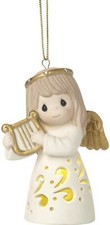 Precious Moments  Angel with Harp  Porcelain LED Ornament