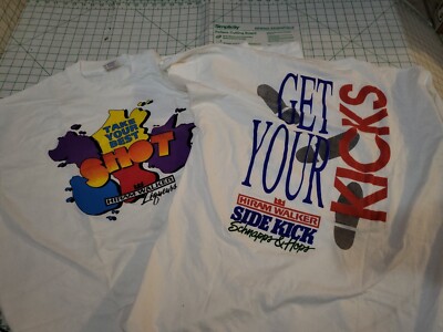 2 Vtg Hiram Walker Schnapps Shots Shirts XL Bartender Party Promo