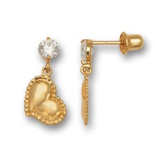 14K Yellow  White Gold Heart Shape Earrings for Women