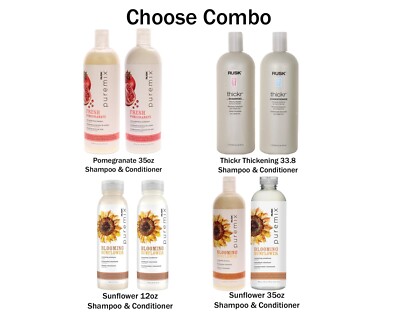 Rusk Puremix Pomegranate-Sunflower -Thickr Shampoo & Conditioner Choose Combo