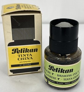 Vintage Pelikan Tusche Drawing Ink 17 Black Made In Germany 1oz 30ml In Box