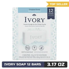Ivory Bar Soap, Original Scent, for All Skin Types, 12 Count, 3.17 oz