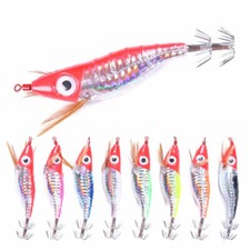 8PCS 10cm/9g Luminous Shrimp Lure Squid Jig Octopus Fishing Hook Tackle Bait