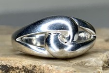 Vintage 925 Sterling Silver Twist Knot Band Ring Size 7.75 - Signed NF