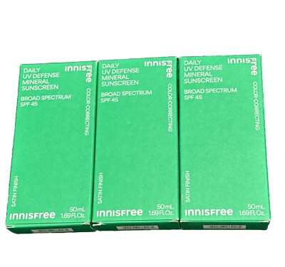 Innisfree Daily UV Defense Mineral Sunscreen SPF 45, 1.69 oz [3 PACK]