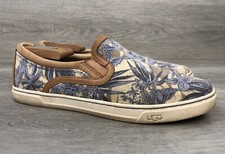 Ugg Women's Sneakers Floral Blue 9 Canvas Slip On Casual Fur Shoes