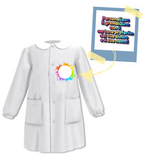 Grembiule Scuola Asilo e Elementare Bambina Personalizzabile con Bottoni Bianco