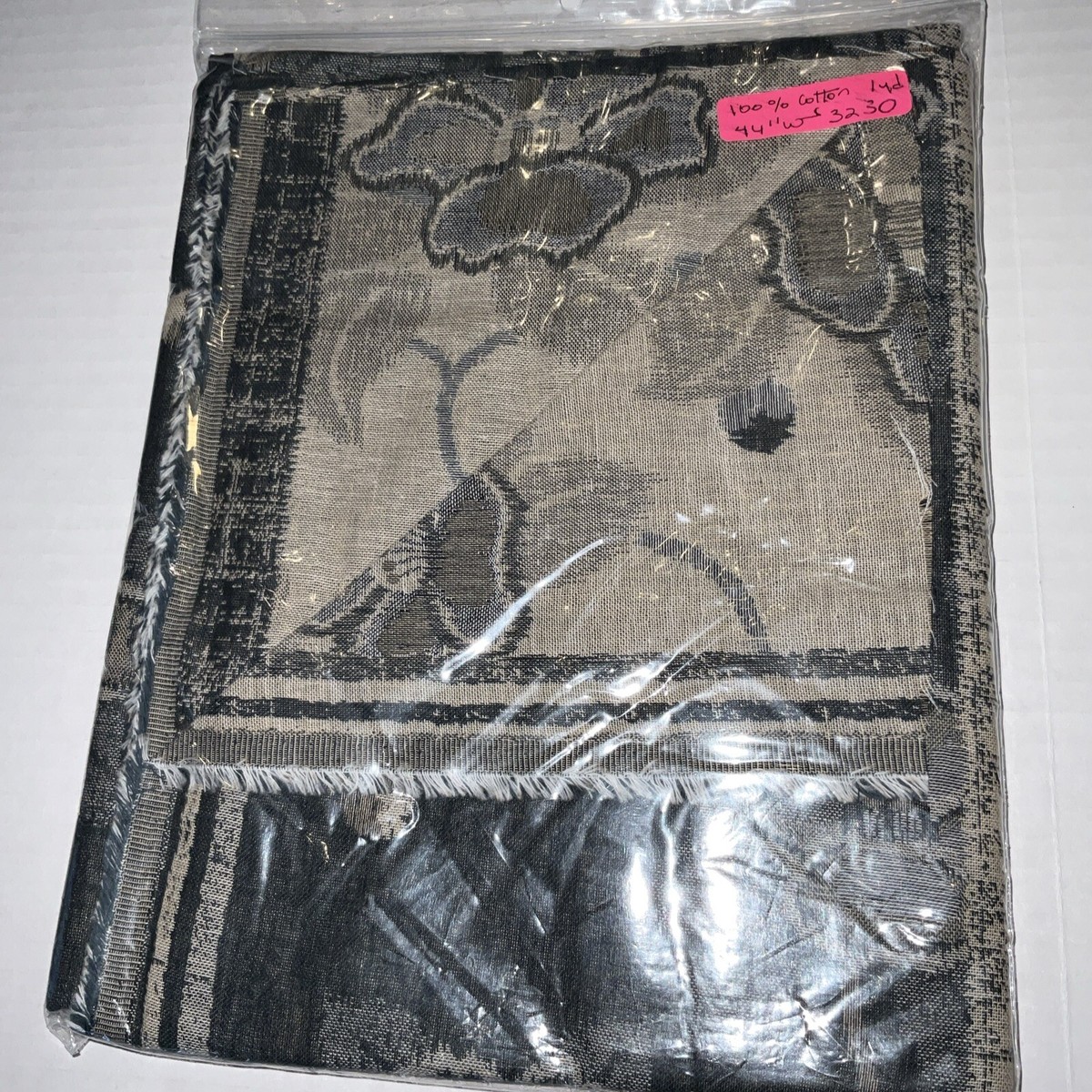 Vintage fabric Beautiful 44” X 1 Yard printed In Japan Black