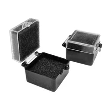 BesQual Crown Boxes - 1" x 1", Black Bottom / Clear Lid with Black Inserts
