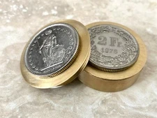 Switzerland Coin Pill Box Swiss 2 Franc Custom Vintage Rare Jewelry Handmade