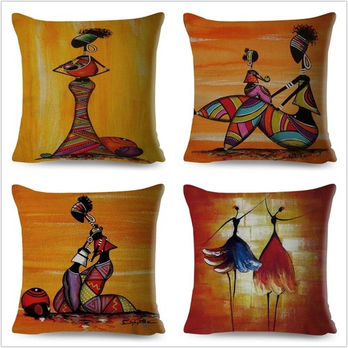 Orange Abstract Painting Africa life Collection African Woman Home Decor Pillow - Picture 3 of 38