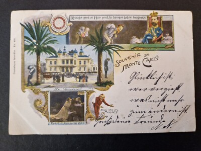 Litho AK Monte Carlo Casino 1900 gelaufen (B013)