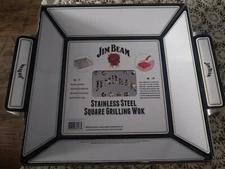 Jim Beam Stainless Steel Square Grilling Wok with Easy-Grip Handles