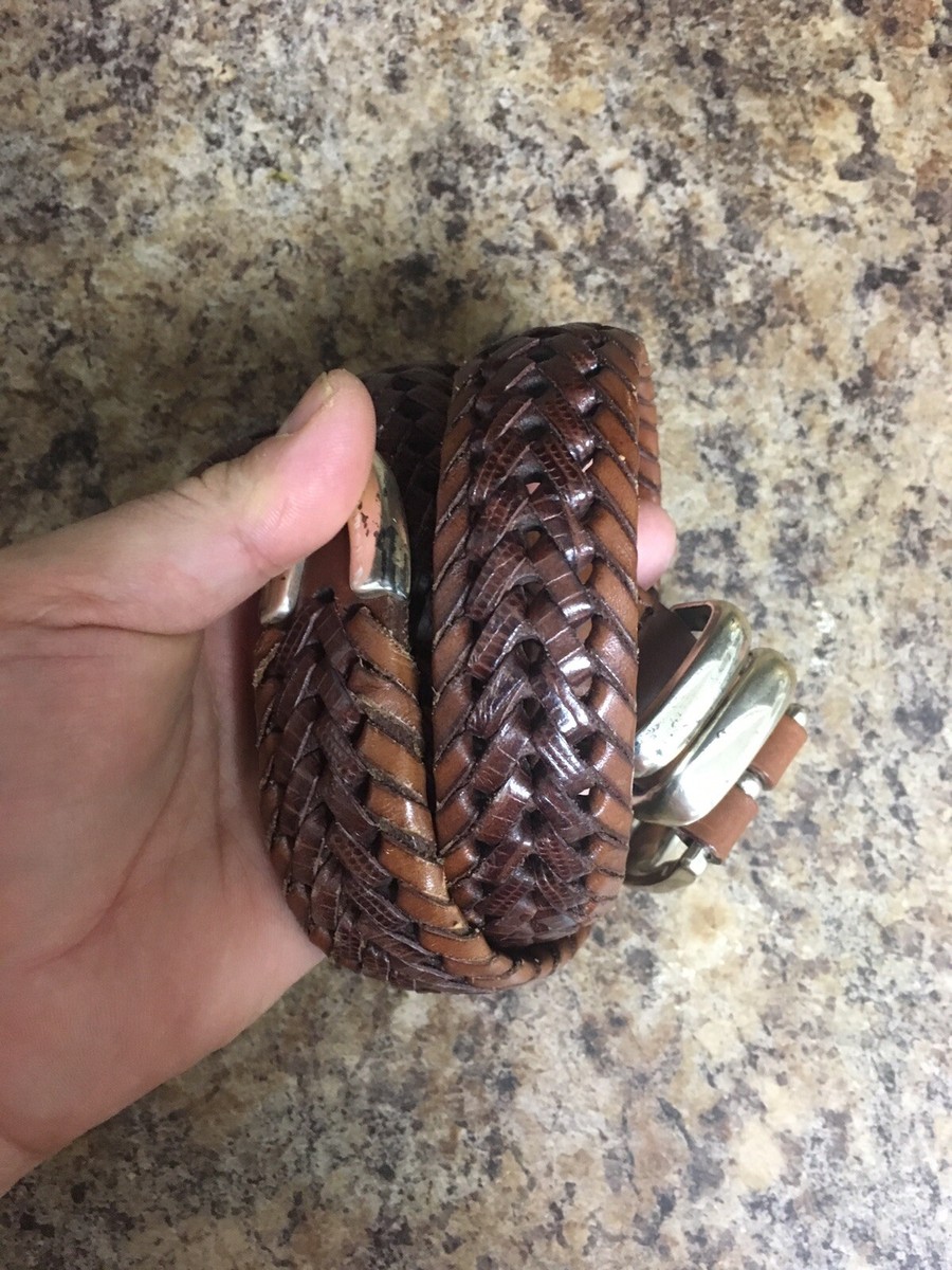 Fossil Leather Braided Woven belt Pecan Brown Size 30 | eBay display picture 3