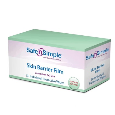 Simple Skin Barrier Wipes - 50 Large 2x2 Wipes for Skin Prep & Adhesive Removal