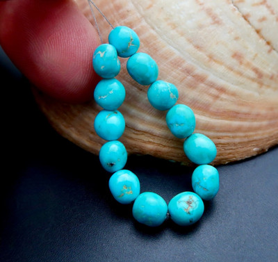 13 AAAA+ NEW SLEEPING BEAUTY TURQUOISE  BEADS VIBRANT BRIGHT SKY BLUE