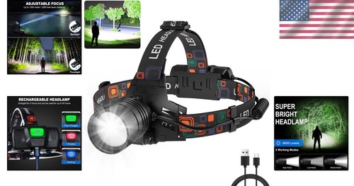 Super Bright LED Head Lamp - 90° Adjustable, Waterproof - 第 2/11 張圖片