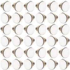 36 pack 4 inch wooden handheld tambourines with metal jingles for party