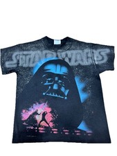 Vintage Star Wars Darth Vader Full Print T-Shirt Size Youth Large 1996